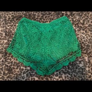 Green Lace Shorts